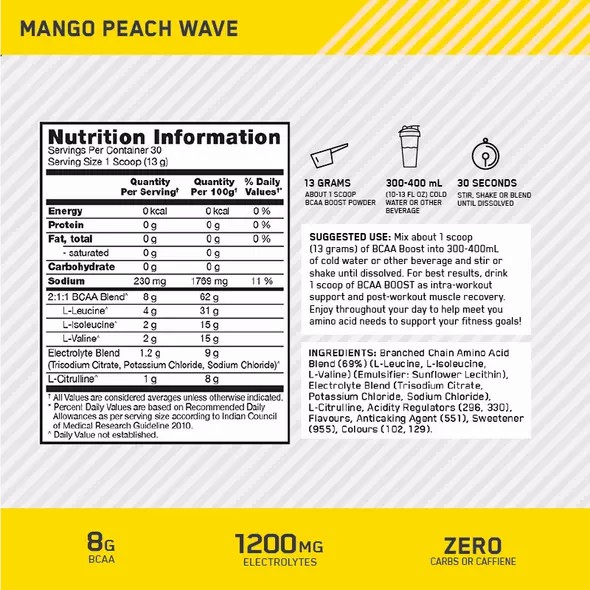 Optimum Nutrition BCAA Boost Mango Peach 30 Serves Hrvatska | 82WCXPKDB