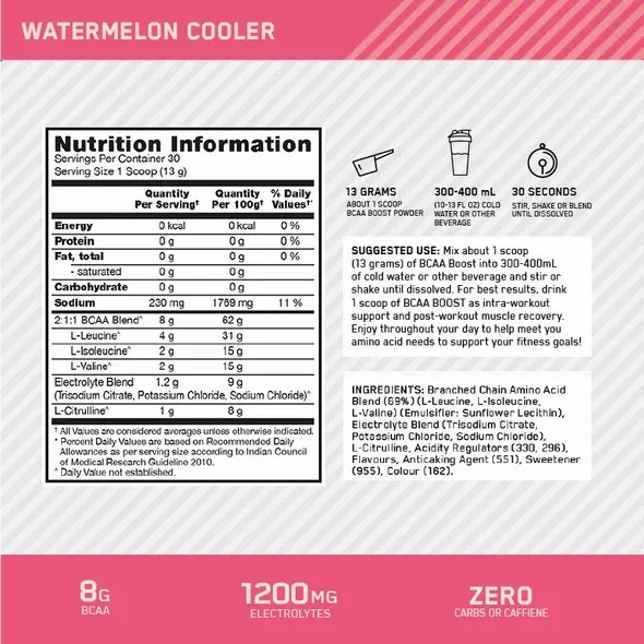 Optimum Nutrition BCAA Boost Watermelon 30 Serves Hrvatska | 54NXYOQLI