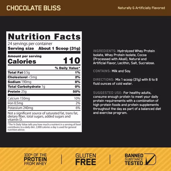 Optimum Nutrition GOLD STANDARD® 100% Isolate Chocolate Bliss 3 lb (44 Servings) Hrvatska | 73PLUMCVY