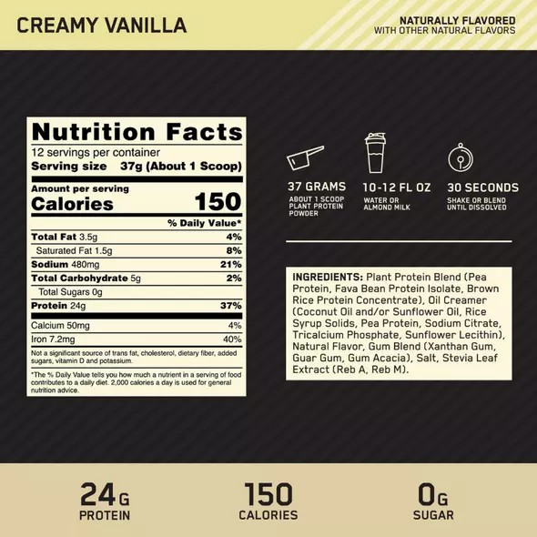 Optimum Nutrition GOLD STANDARD® 100% Plant Creamy Vanilla 0.98 lb (12 Servings) Hrvatska | 06WUZKYGF