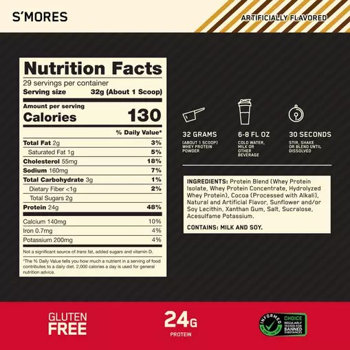 Optimum Nutrition GOLD STANDARD 100% WHEY™ *new* S'mores 2 lb (28 Servings) Hrvatska | 15TLGJEXI