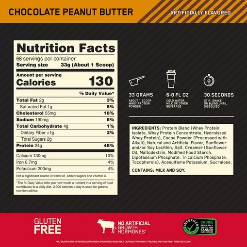 Optimum Nutrition GOLD STANDARD 100% WHEY™ Chocolate Peanut Butter 1.5 lb (22 Servings) Hrvatska | 30HYEMKBZ