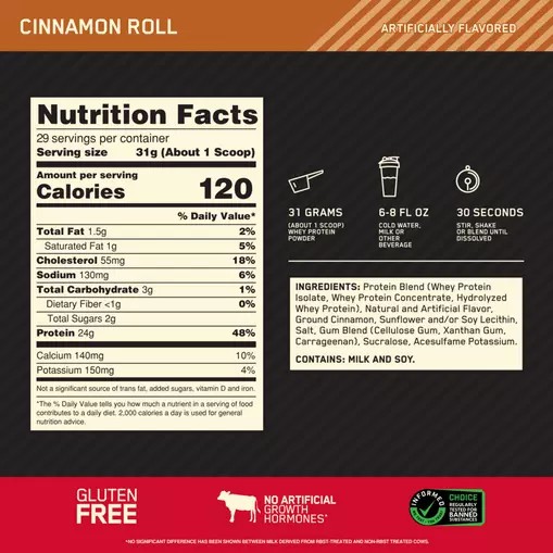 Optimum Nutrition GOLD STANDARD 100% WHEY™ Cinnamon Roll 2 lb (29 Servings) Hrvatska | 37YSDPZKV