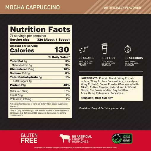 Optimum Nutrition GOLD STANDARD 100% WHEY™ Mocha Cappuccino 5 lb (71 Servings) Hrvatska | 05AWMYKDB