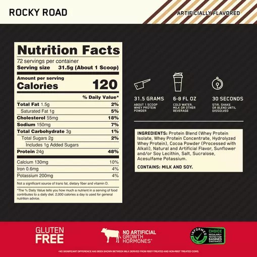 Optimum Nutrition GOLD STANDARD 100% WHEY™ Rocky Road 5 lb (72 Servings) Hrvatska | 81MFEDLAQ