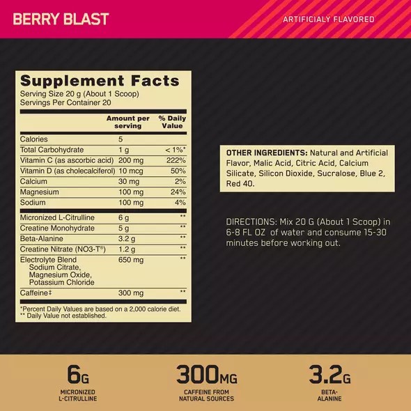 Optimum Nutrition GOLD STANDARD® Pre Advanced Berry Blast 0.88 lb (20 Servings) Hrvatska | 67UBJCKSO