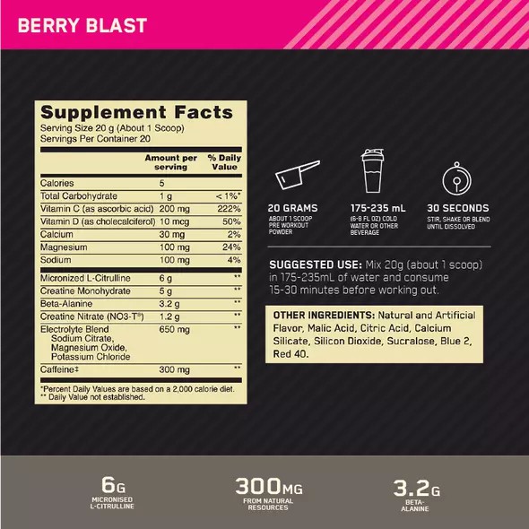 Optimum Nutrition Gold Standard Pre Advanced Berry Blast 20 Serves Hrvatska | 72CSJKRTH