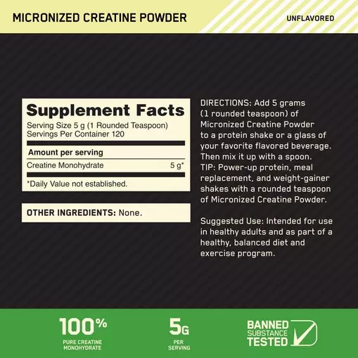 Optimum Nutrition Micronized Creatine Powder Unflavored 1.32 lb (120 Servings) Hrvatska | 73MTAXHRN