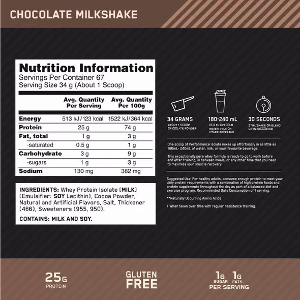 Optimum Nutrition Performance Isolate Chocolate 2.27kg Hrvatska | 43VJMHDLR