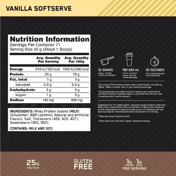 Optimum Nutrition Performance Isolate Vanilla 2.27kg Hrvatska | 41QHKNZJC